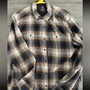 Kuhl Men's Plaid Casual Button Down Shirt - Black, Brown, Gray